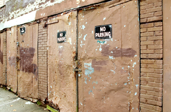 No parking on several old garage doors 