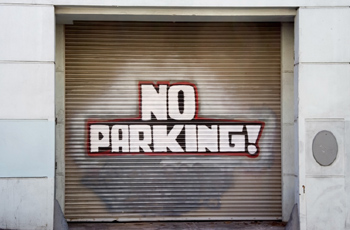 No parking painte on garage door 